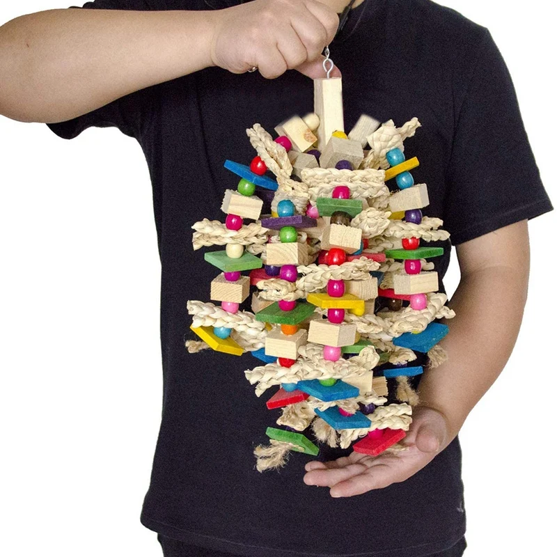 Bird Cage Bite Toy For African Grey Macaws Cockatoos Large Parrot Chewing Blocks Knots Tearing - Image 10