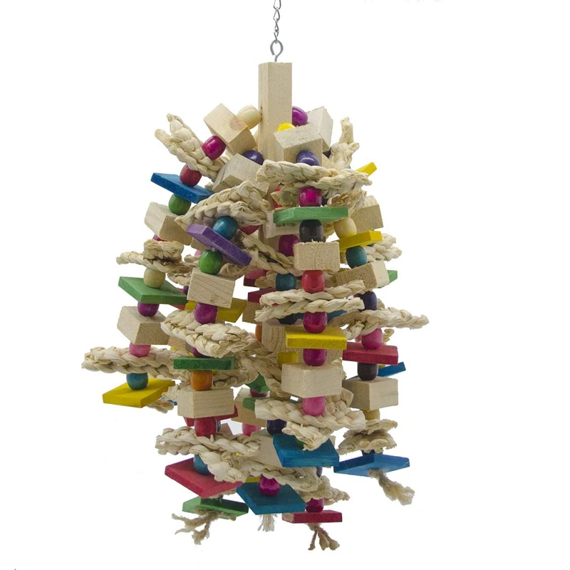 Bird Cage Bite Toy For African Grey Macaws Cockatoos Large Parrot Chewing Blocks Knots Tearing - Image 9