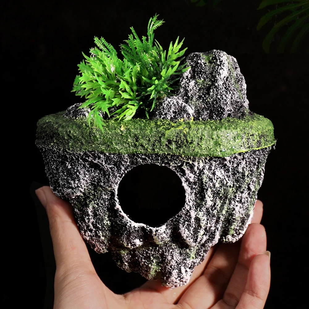 Suspended Island Fish Tank Decorative Creative Floating Stone Simulation Plants Caverns Crafts Ornaments Aquarium Accessories - Image 14