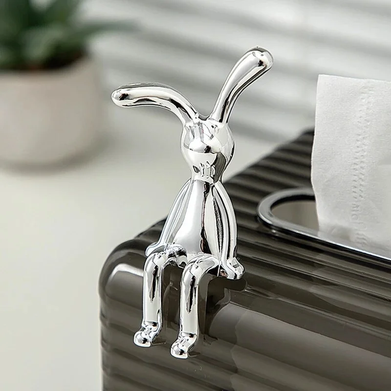 2PC Long-Eared Rabbit Ornaments Sticky Statue Cartoon Accessories Living Room Bedroom Car Decoration Desktop Decorative - Image 4