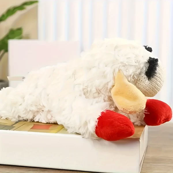 1pc adorable lamb shape plush toy-high pitched squeaker, cat dog companion plush doll pet toy, sounding band rattling lamb doll - Image 3