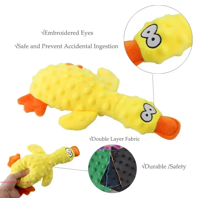 Duck Soft Plush Stuffed Raw Dog Toys for small Puppy dogs Interactive Squeaky Dog Bite Toy Sound Paper Chew Tooth Pet Supplier - Image 3
