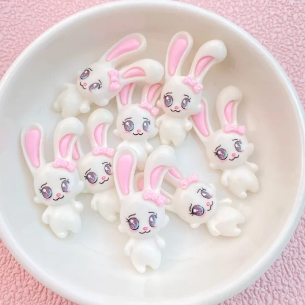 10Pcs New Cute Cartoon White Rabbit Series Flat Back Ornament Jewelry Bows Accessories Free Shipping - Image 5
