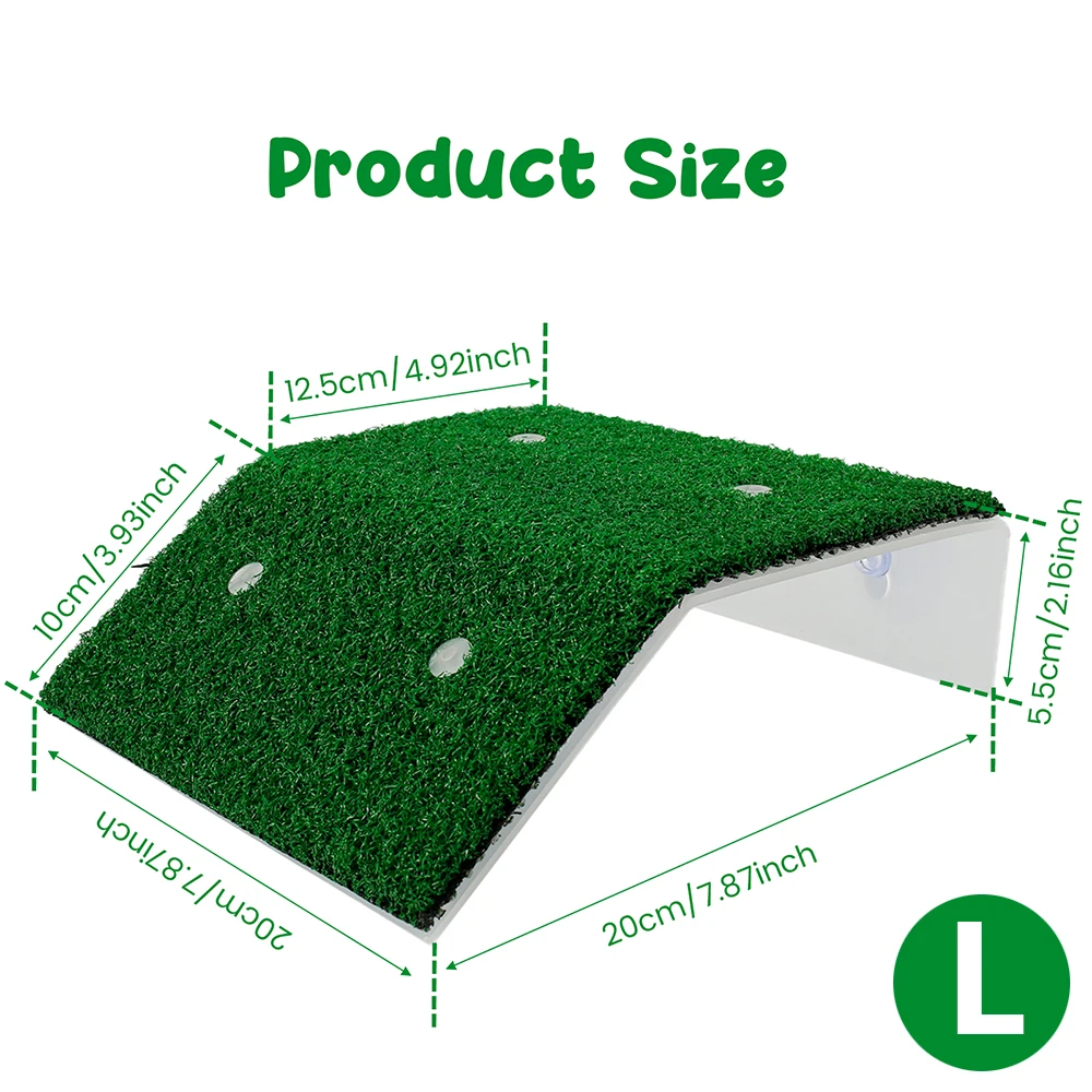 Fish Tank Lawn Turtle Basking Platform Turtle Climbing Platform with Suction Cup Simulation Turf Turtle Ramp Ladder for Aquarium - Image 8