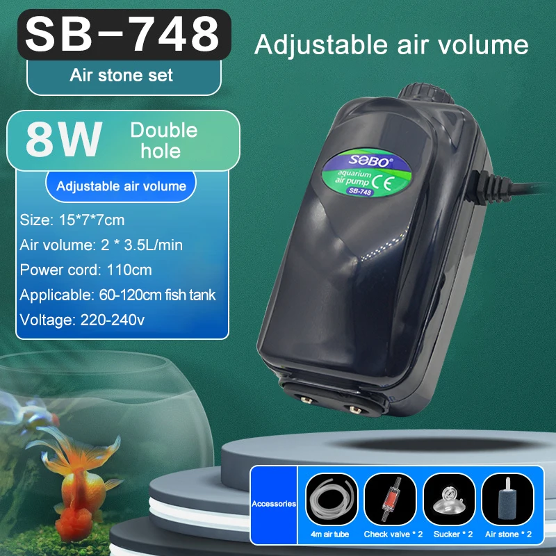 SOBO Silent Aquarium Oxygen Air Pump Fish Tank Adjustable Air Volume High Power Oxygenator Air Compressor Aerator 220v 12w - Image 11
