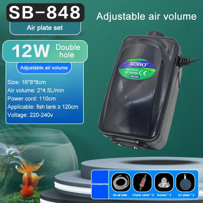 SOBO Silent Aquarium Oxygen Air Pump Fish Tank Adjustable Air Volume High Power Oxygenator Air Compressor Aerator 220v 12w - Image 12
