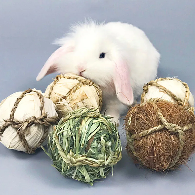 7CM Chewing Braided Ball Guinea Pig Rabbit Hamster Small Animal Play Pet Interactive Chew Toy Natural Grass Ball - Image 6