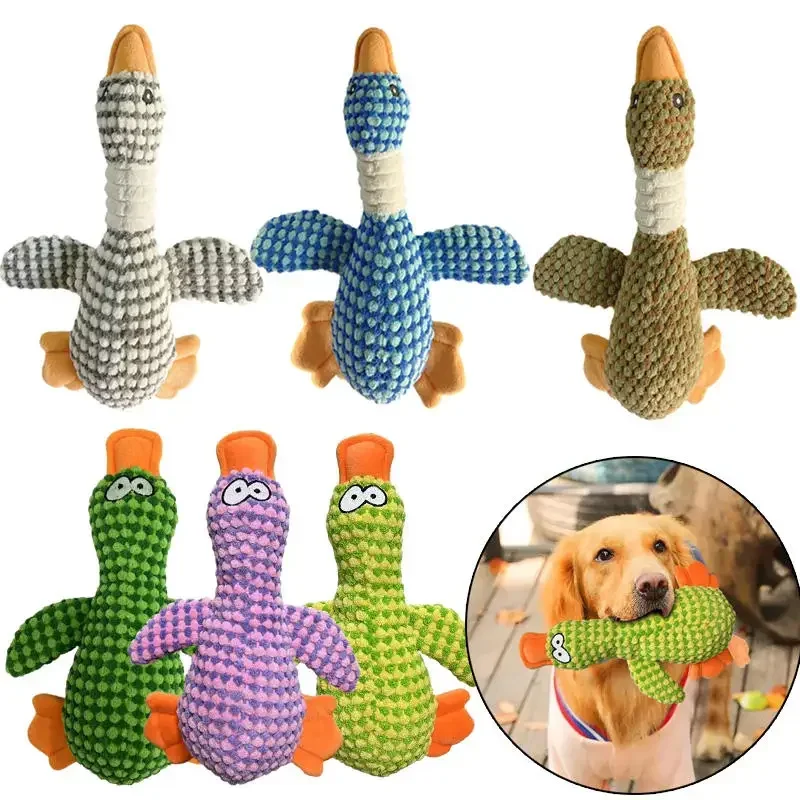 Cute Plush Dog Toys Pet Duck Squeak Toy for Puppy Sound Wild Goose Chew Toy for Small Middle Large Dogs Teeth Cleaning