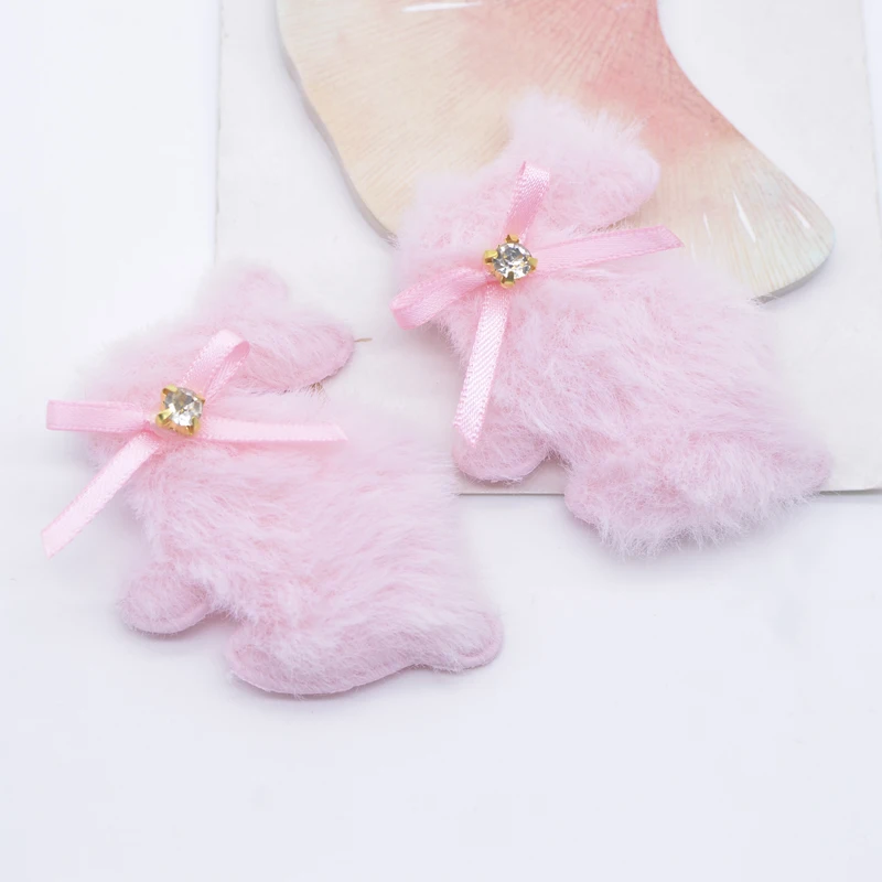 10Pcs Padded Plush Rabbit with Bow Appliques for DIY Clothes Hat Leggings Sewing Patches Headwear Hair Clips Decor Accessories - Image 4