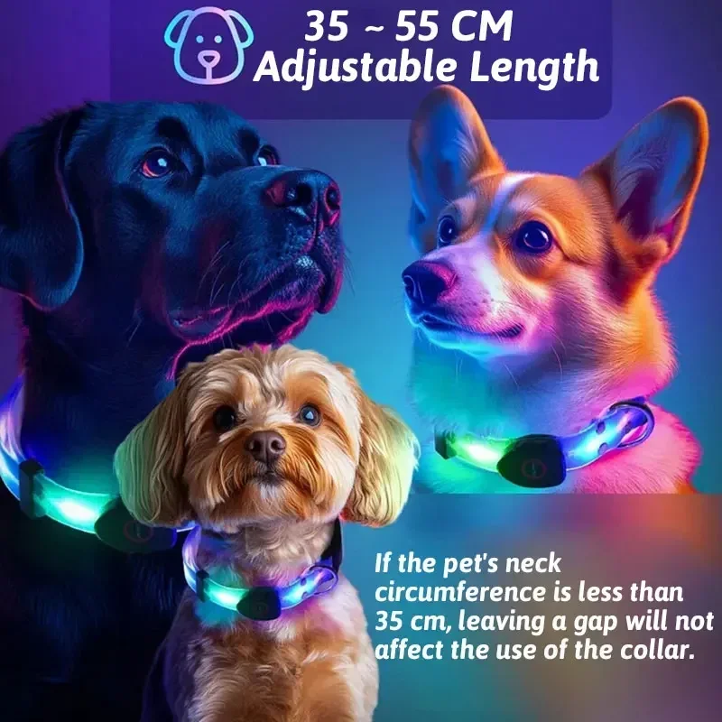 LED Light Up Dog Collar and Leash Walking Safety Glow in The Dark, Three Lighting Modes, USB Rechargeable Dog Colorful LED Leash - Image 4