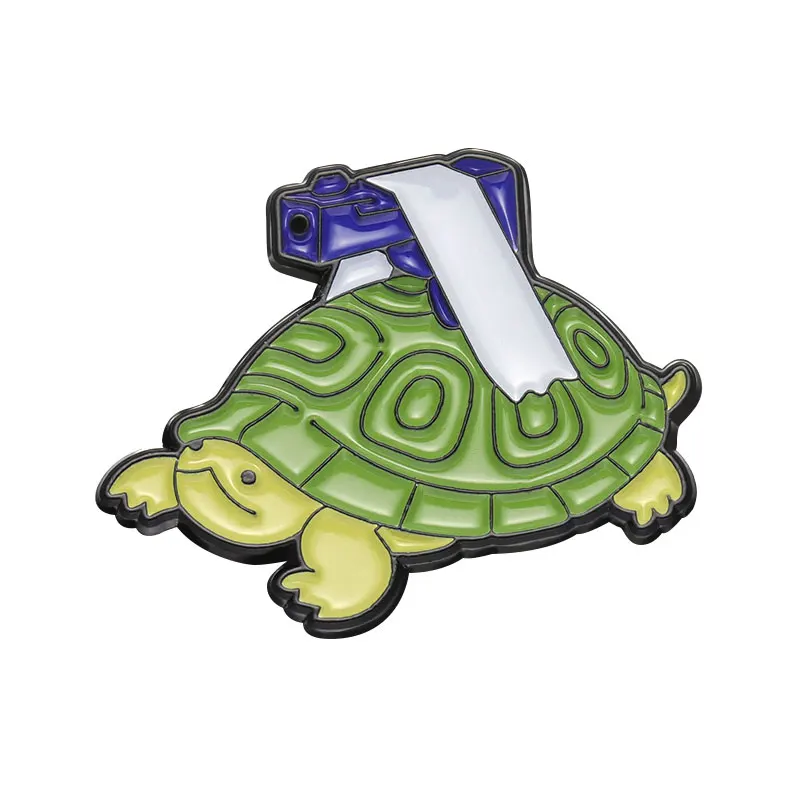 The Turtle With Gun Enamel Pins Funny Turtle Animal Cartoon Brooches Lapel Badges Clothes Collar Backpack Pin Accessories Gift - Image 7