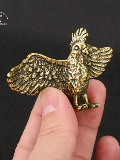 Antique Brass Parrot Small Statue Ornament Cute Animal Bird Figurines Miniatures Decorations Crafts Home Decors Accessories Gift