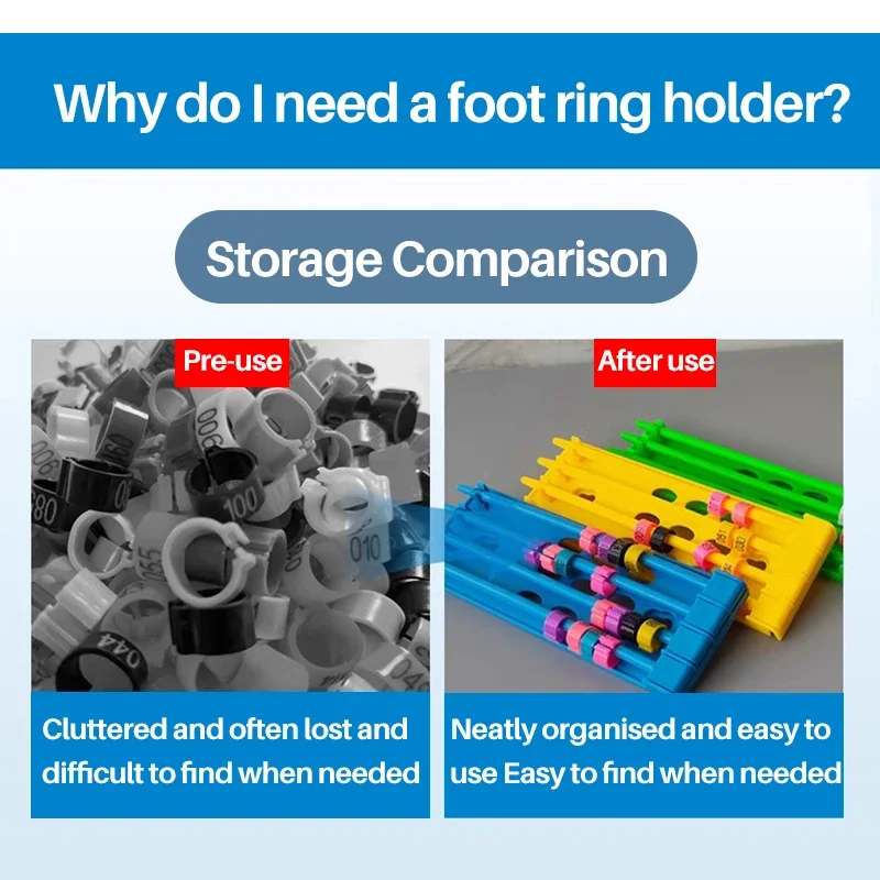 Bird Foot Ring Holder 4-row Large Space Multi-color Hanging Foot Ring Bracket Bird Accessories Wall Mounted Plastic Frame Cheap - Image 3