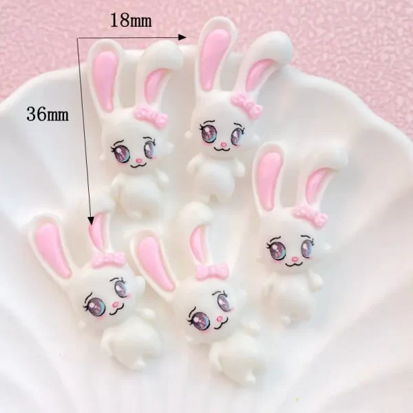 10Pcs New Cute Cartoon White Rabbit Series Flat Back Ornament Jewelry Bows Accessories Free Shipping - Image 2