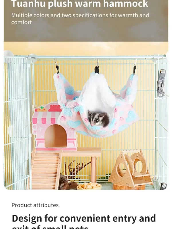 Hamster Hammock Small Pet Hanging Bed Double Warm Thickened Honeybug Flying Squirrel Guinea Pig Hammock Pet Cage Accessories - Image 12