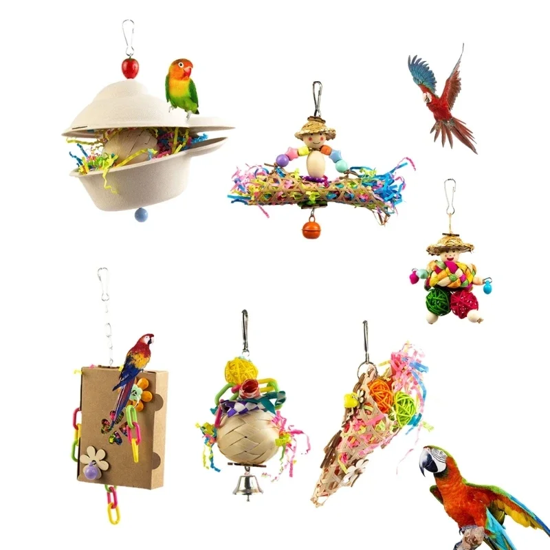 Bird Chewing Paper/ Rattan Toy Small Parrot Hanging Parrot Molar Toy for Cage - Image 3