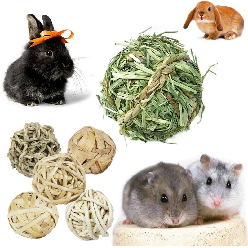 7CM Chewing Braided Ball Guinea Pig Rabbit Hamster Small Animal Play Pet Interactive Chew Toy Natural Grass Ball - Image 18