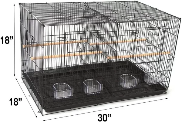 Lot of 4 Breeding Bird Carrier Cage with Dividor 30 x 18 x18 for Parakeet Canary Finch Loverbird (Black) - Image 3