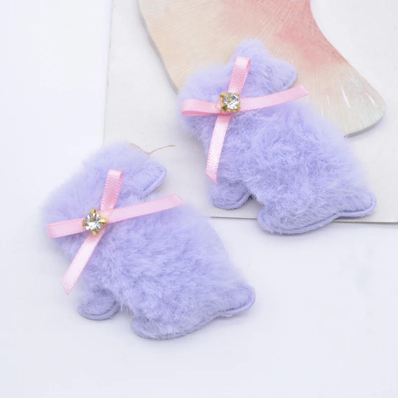 10Pcs Padded Plush Rabbit with Bow Appliques for DIY Clothes Hat Leggings Sewing Patches Headwear Hair Clips Decor Accessories - Image 5
