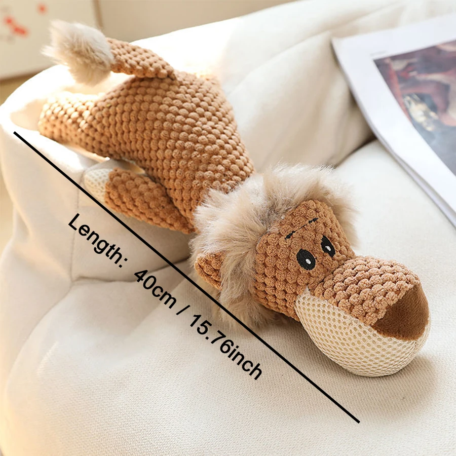 Large Dog Toy Bite-Resistant Sound Plush Toy Lion Wolf Elephant Cartoon Pet Toy Squeaky Dog Toy For Small & Medium Dogs - Image 3