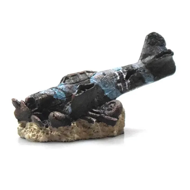 Aquarium Accessoires Small Aircraft In Ship Wreck Decor Landscape Decoration Boat Fish Tank Ornament Background - Image 3
