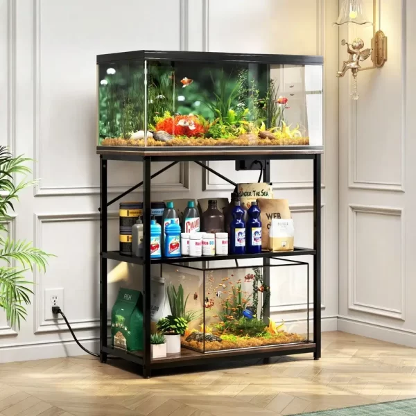 10-30Gallon Adjustable Fish Tank Aquarium Stand with Charging Station - Image 2