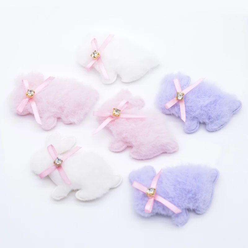 10Pcs Padded Plush Rabbit with Bow Appliques for DIY Clothes Hat Leggings Sewing Patches Headwear Hair Clips Decor Accessories - Image 10