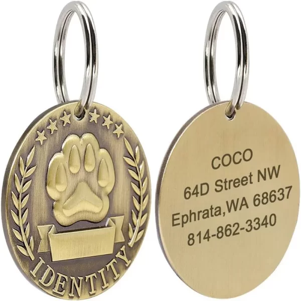 Personalized Engraved Pets ID Tag for Dog Cat Bronze Nameplate Tags Customizable Anti-lost Address Number Dogs Collar ID Pendant - Image 2