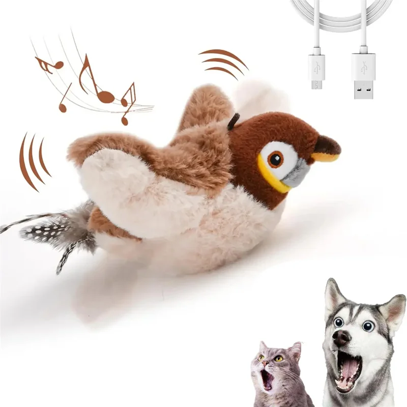Cat Toys Interactive Flapping Chirping Bird Toy for Indoor Cat Electric Sparrow Toy with Catnip Touch Activated Cats Bird - Image 7