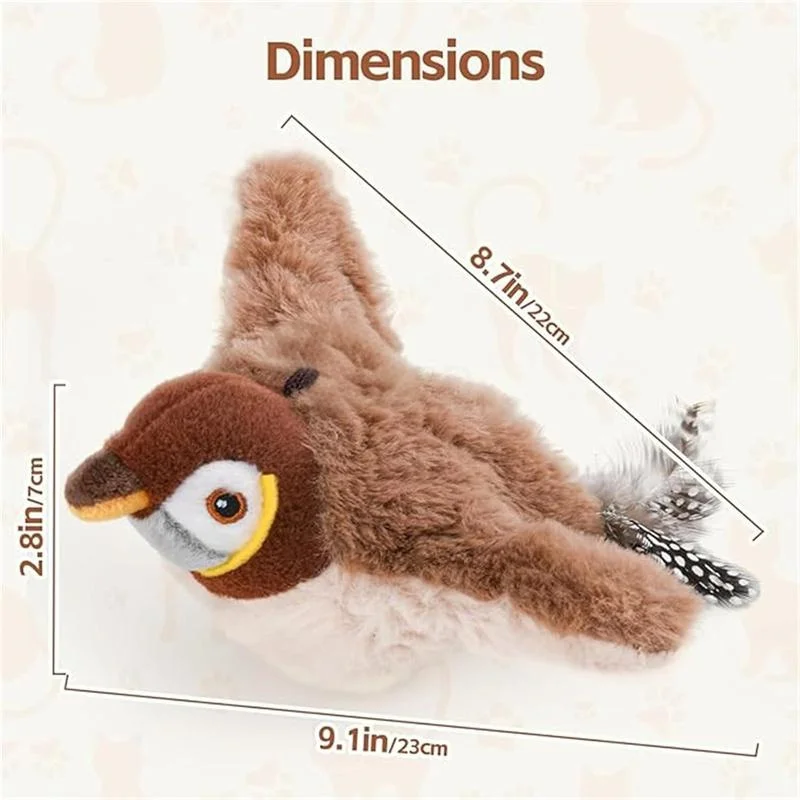 Cat Toys Interactive Flapping Chirping Bird Toy for Indoor Cat Electric Sparrow Toy with Catnip Touch Activated Cats Bird - Image 14