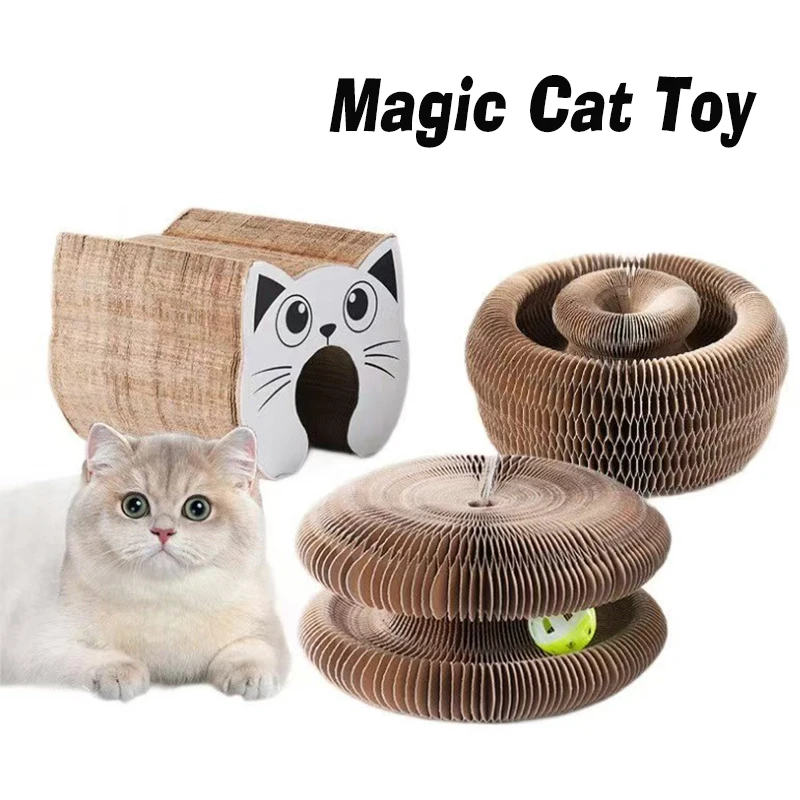 Magic Organ Cat Toy Interactive Cats Scratcher Board Round Corrugated Paper Multiple Shapes Kitten Grinding Claw Cat Accessories