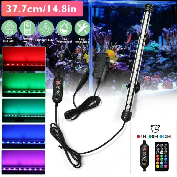Aquarium 21 LED Light Remote Control Diving Lamp Plant Grow Lighting Underwater Fish Tank Light RGB Led Aquarium Accessories EU - Image 8