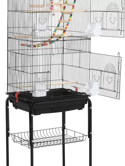 Bird Cage 64-inch Play Open Top Medium Small Parrot Parakeet Bird Cages w/ Detachable Rolling Stand for Parrot Lovebirds Finches
