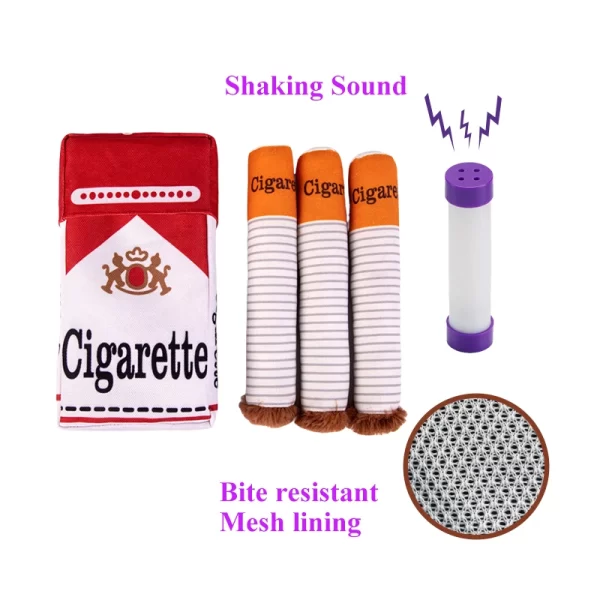 Stuffed Raw Dog Bite Toy Joint Cigarette Case Plush Cigar Funny Interactive Puppy Dog Chew Squeak Toys Cigarettes Toy for A Dog - Image 3