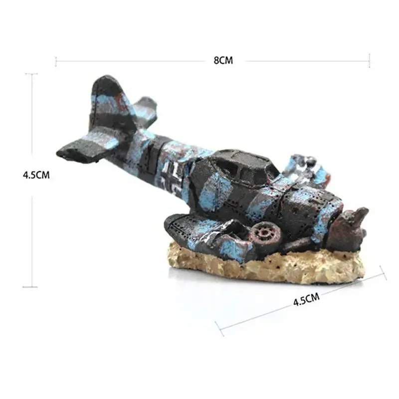 Aquarium Accessoires Small Aircraft In Ship Wreck Decor Landscape Decoration Boat Fish Tank Ornament Background - Image 2