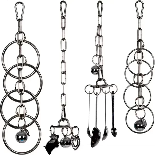 Parrot 304 Stainless Steel Toy Gnawing Climbing Large Medium-sized Diamond Gray Machine Puzzle Bird Cage Display Rack Hanging - Image 2