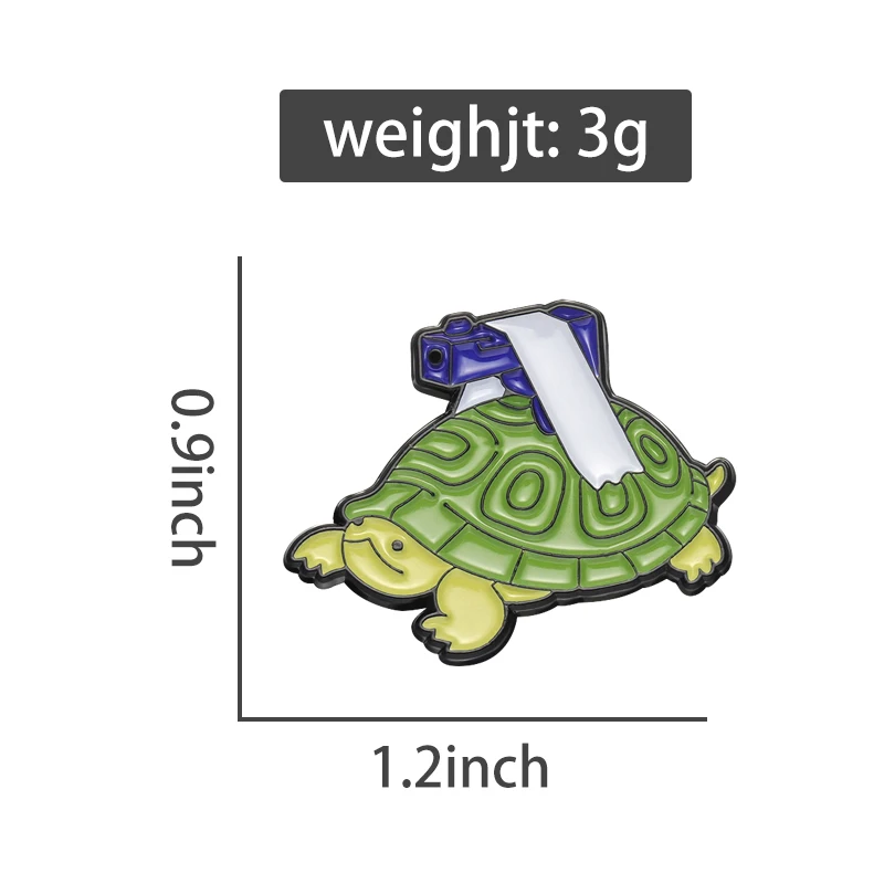 The Turtle With Gun Enamel Pins Funny Turtle Animal Cartoon Brooches Lapel Badges Clothes Collar Backpack Pin Accessories Gift - Image 8