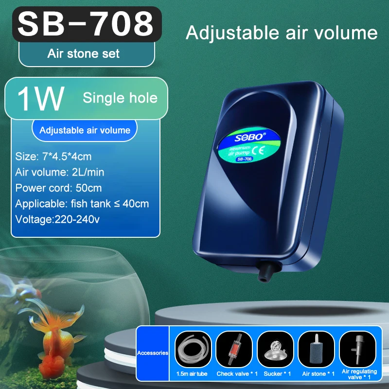 SOBO Silent Aquarium Oxygen Air Pump Fish Tank Adjustable Air Volume High Power Oxygenator Air Compressor Aerator 220v 12w - Image 13
