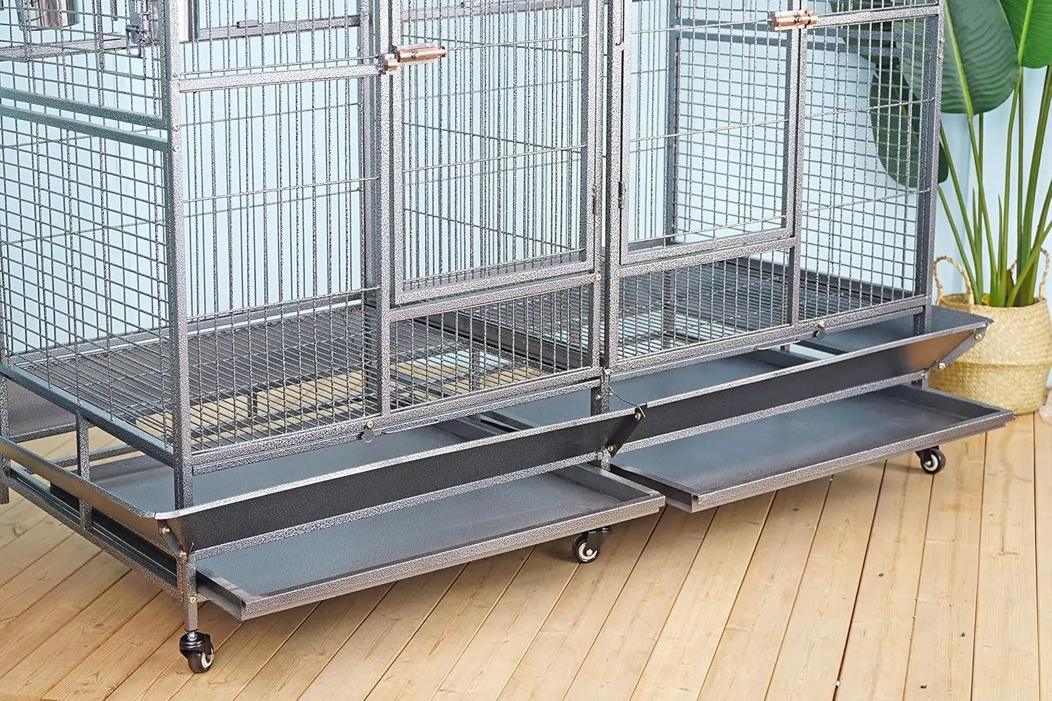 Cage with Center Divider for Bird Parrot Aviary W64xD32xH73 New - Image 3