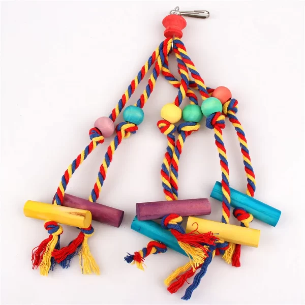 Random Colors Bird Accessories Wood Chewing Toy Birds  Rope Parrot Toys Cage Resistant Small Large Bird Toy Parrots Training - Image 4