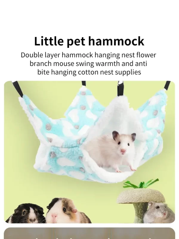 Hamster Hammock Small Pet Hanging Bed Double Warm Thickened Honeybug Flying Squirrel Guinea Pig Hammock Pet Cage Accessories - Image 11