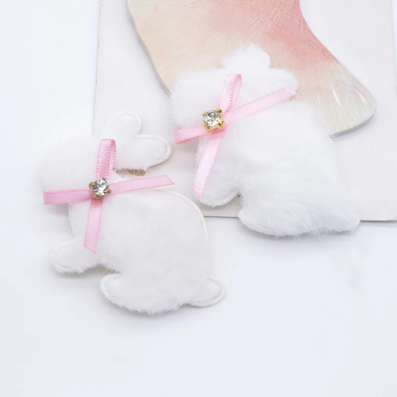 10Pcs Padded Plush Rabbit with Bow Appliques for DIY Clothes Hat Leggings Sewing Patches Headwear Hair Clips Decor Accessories - Image 6