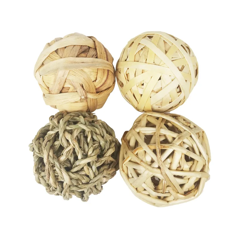 7CM Chewing Braided Ball Guinea Pig Rabbit Hamster Small Animal Play Pet Interactive Chew Toy Natural Grass Ball - Image 2
