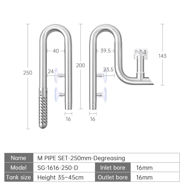 Week Aqua Fish Tank 304 Stainless Steel Filter Tube With Surface Skimmer For Inflow And Outflow Of Lily Tubes Aquarium - Image 10