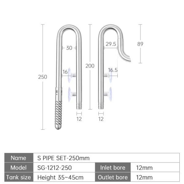 Week Aqua Fish Tank 304 Stainless Steel Filter Tube With Surface Skimmer For Inflow And Outflow Of Lily Tubes Aquarium - Image 19