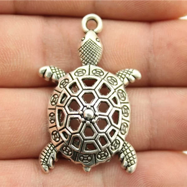 WYSIWYG 10pcs Tortoise Charm Vintage Turtle Animal Pendants Keychain Necklace Jewelry Making Accessories DIY Crafts 39x24mm - Image 2