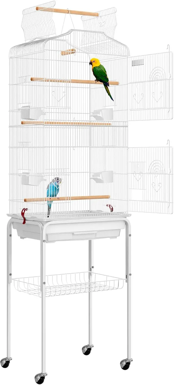 Bird Cage with Play Top and Rolling Stand for Parrots Conures Lovebird Cockatiel Parakeets - Image 7