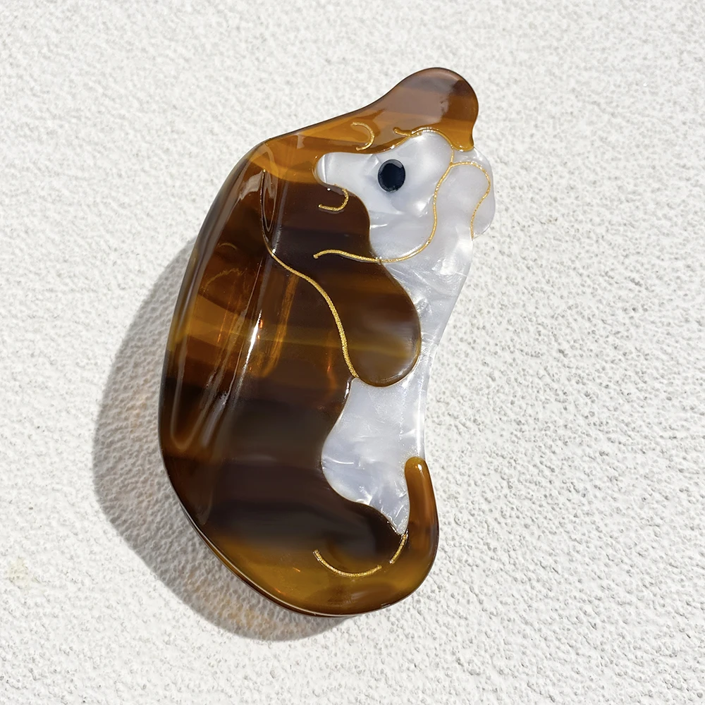 Retro Acetate Cartoon Dog Animal Hair Claw Clip For Women Temperament Geometric Ponytail Hair Accessories For Thick Tool - Image 4