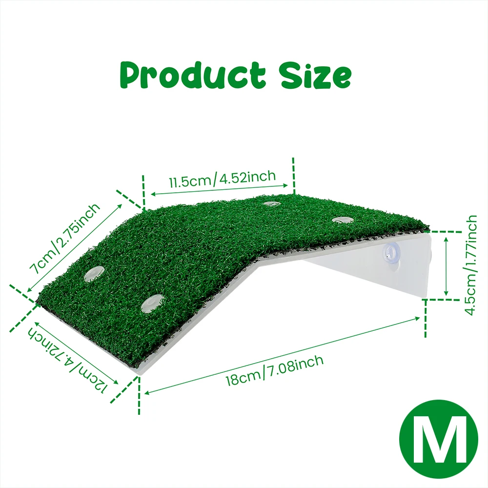 Fish Tank Lawn Turtle Basking Platform Turtle Climbing Platform with Suction Cup Simulation Turf Turtle Ramp Ladder for Aquarium - Image 7