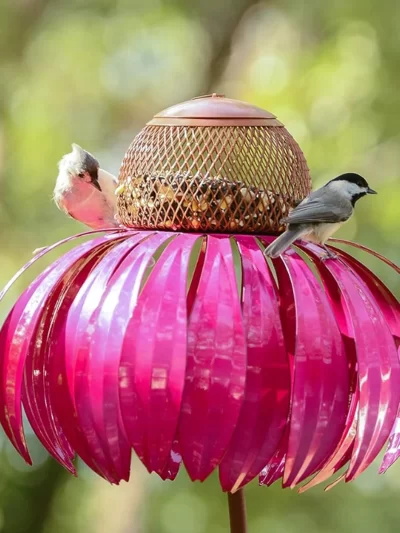 1pc Vertical Bird Feeder Anti Squirrel and Hummingbird Feeder  Art Metal Flower Rack Outdoor Garden Yard Decoration